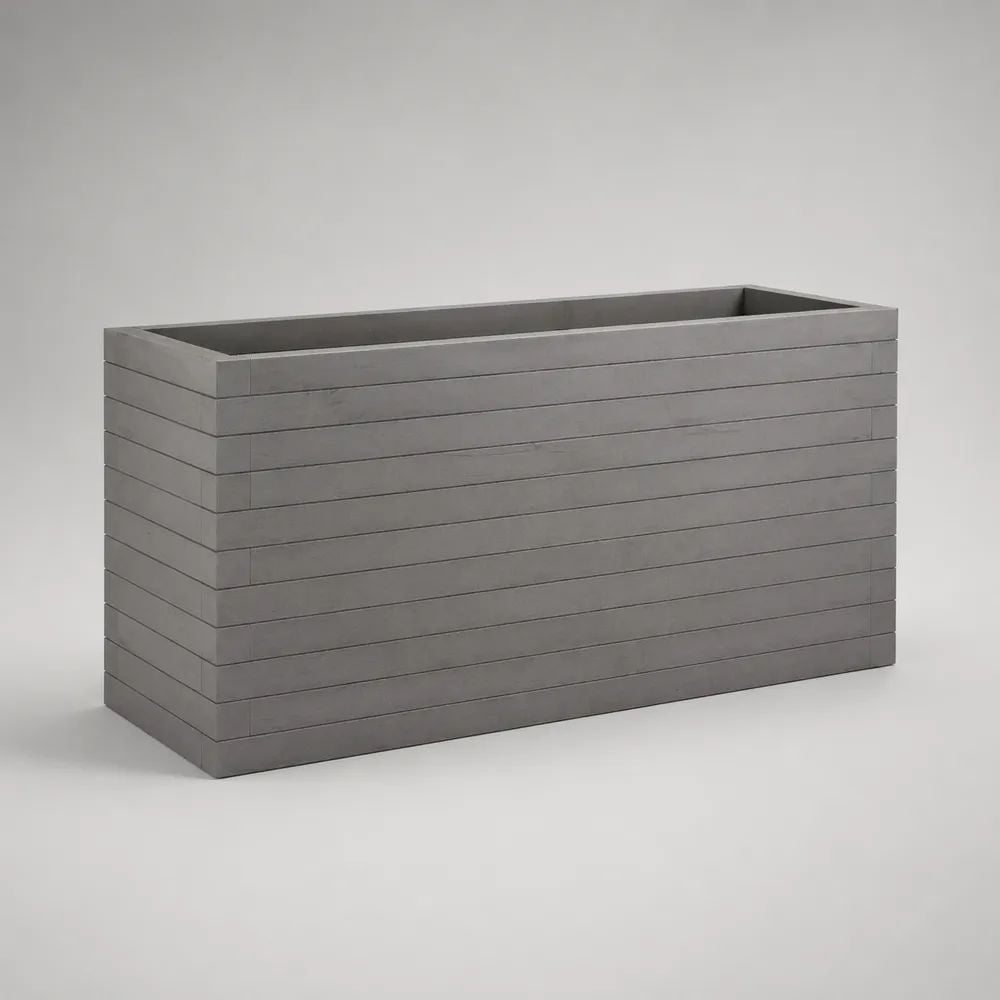 Jardinière rectangulaire en bois gris 100 × 40 × 50 cm