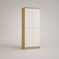 Armoire rectangulaire à 4 portes en panneaux de particules, blanc et chêne clair, 80 × 50 × 180 cm