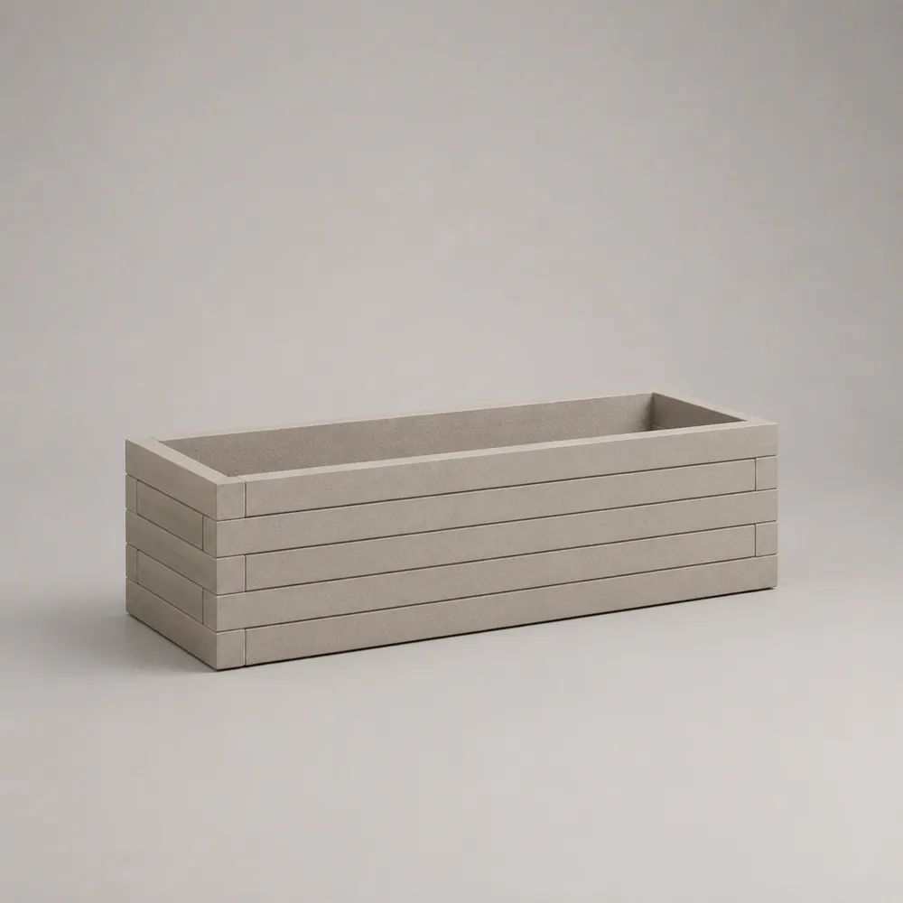 Jardinière rectangulaire en béton renforcé de fibres beige 80 × 30 × 30 cm
