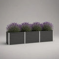 Bac potager surélevé rectangulaire en acier galvanisé anthracite et argent, 200 × 50 × 50 cm