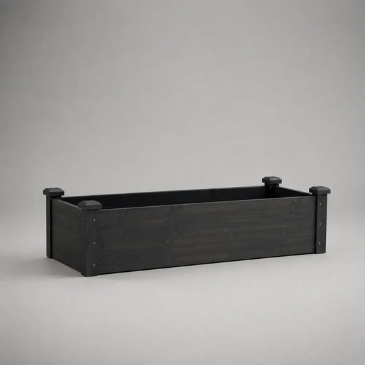 Jardinière rectangulaire d’extérieur en pin massif noir 100 x 40 x 35 cm