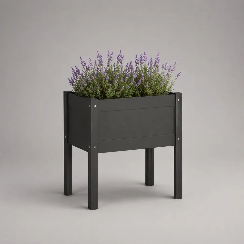 Jardinière surélevée rectangulaire en bois gris anthracite 80 x 40 x 80 cm
