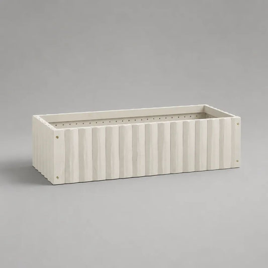 Jardinière rectangulaire en bois massif de sapin et acier galvanisé blanc/argenté 80 × 30 × 30 cm