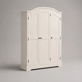 Armoire-penderie 3 portes en MDF et pin massif, blanc et noir, sommet cintré, 150 × 60 × 220 cm