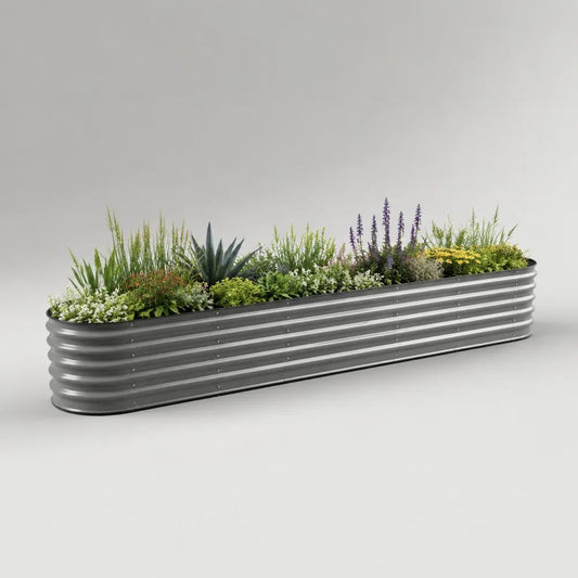 Bac potager surélevé rectangulaire en acier galvanisé gris anthracite 240 × 60 × 45 cm